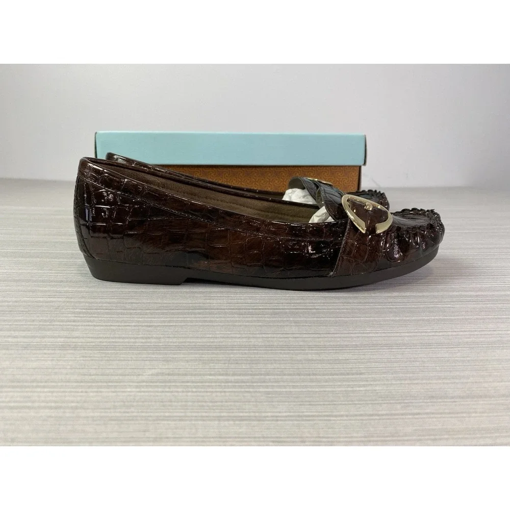 LifeStride‎ Women's Loafers Size 9.5 M Croc Print Equilla Brown